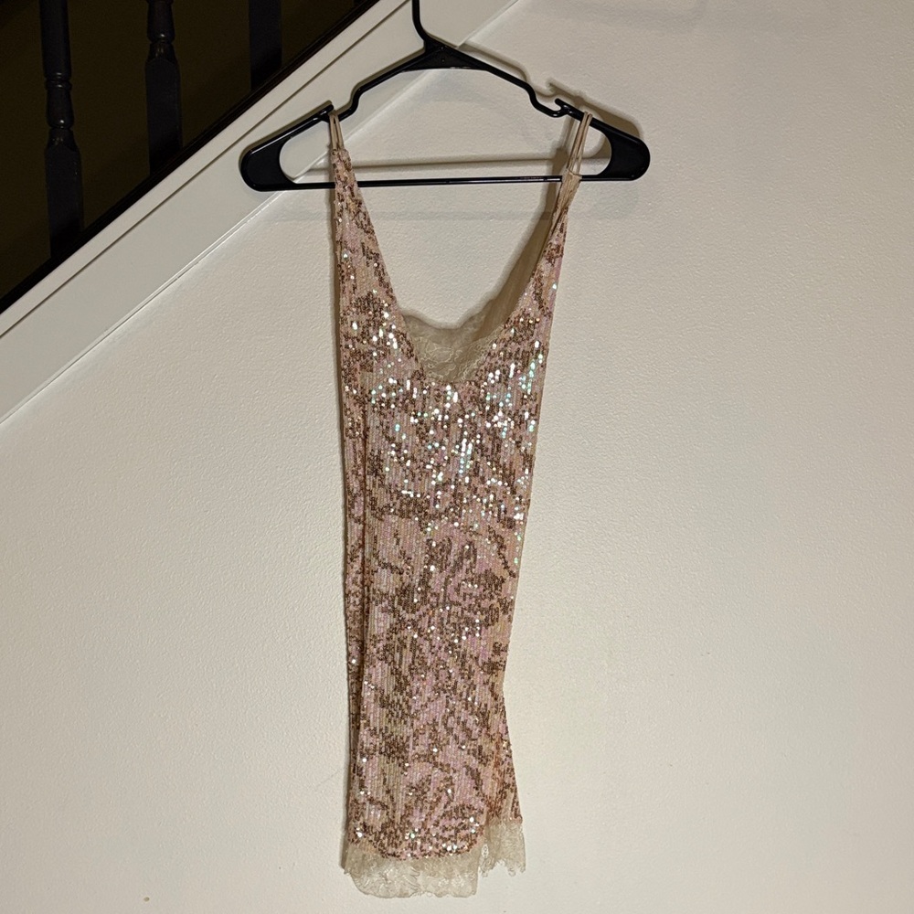 Sequin Pink Sleeveless Dress